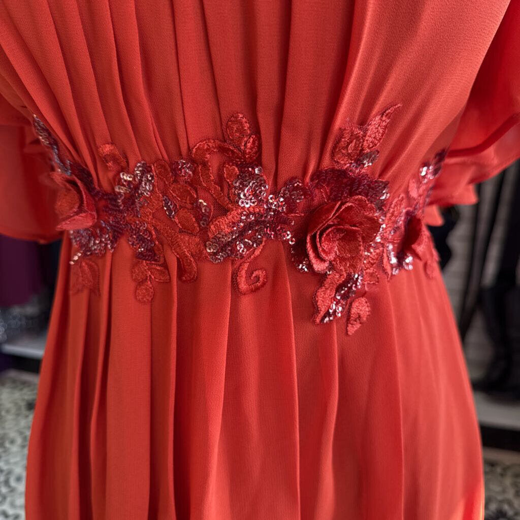 Burnt Orange Chiffon Short Sleeve XL