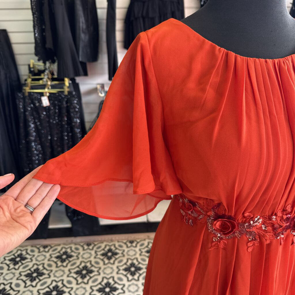 Burnt Orange Chiffon Short Sleeve XL