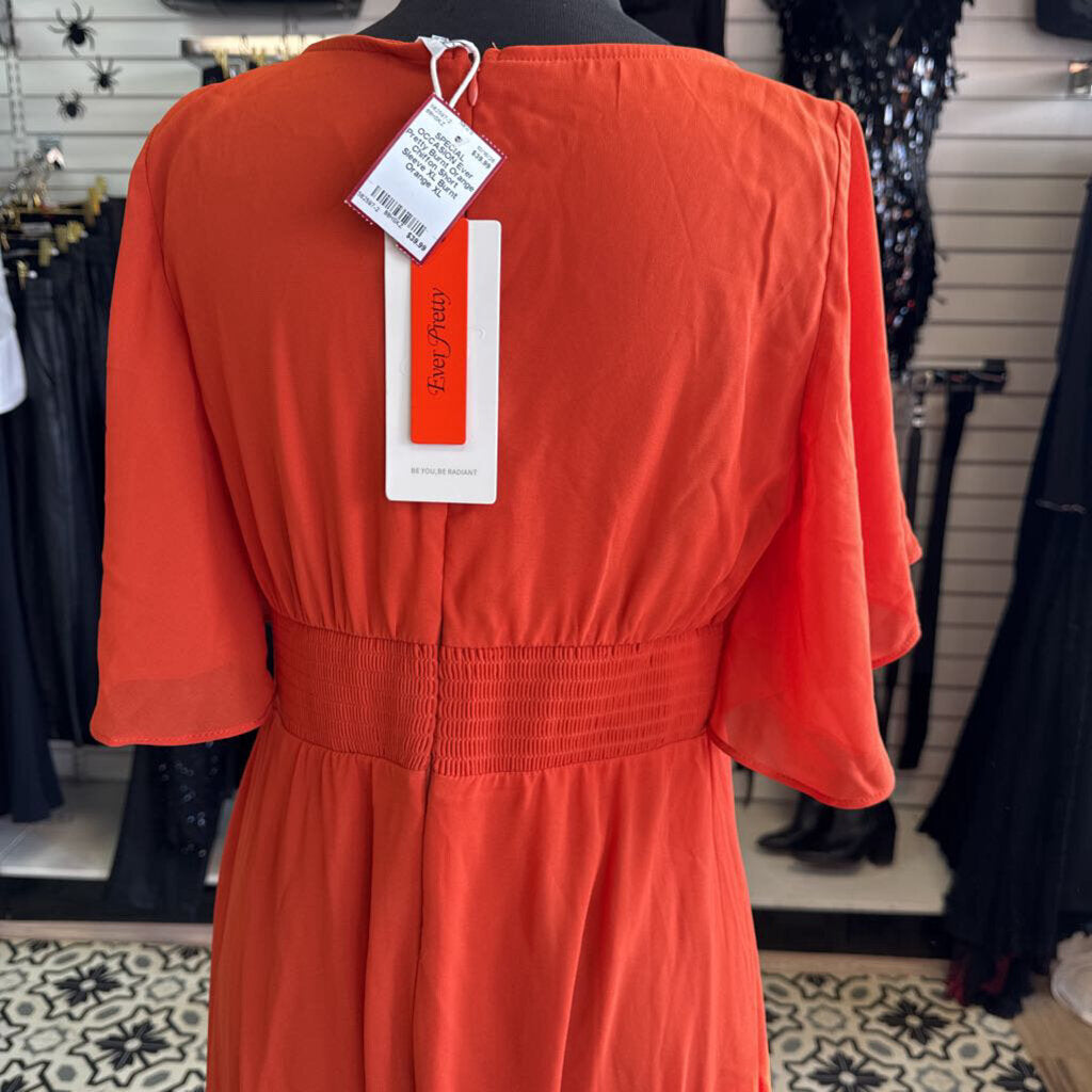 Burnt Orange Chiffon Short Sleeve XL