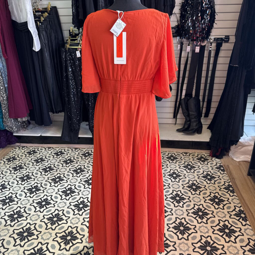 Burnt Orange Chiffon Short Sleeve XL