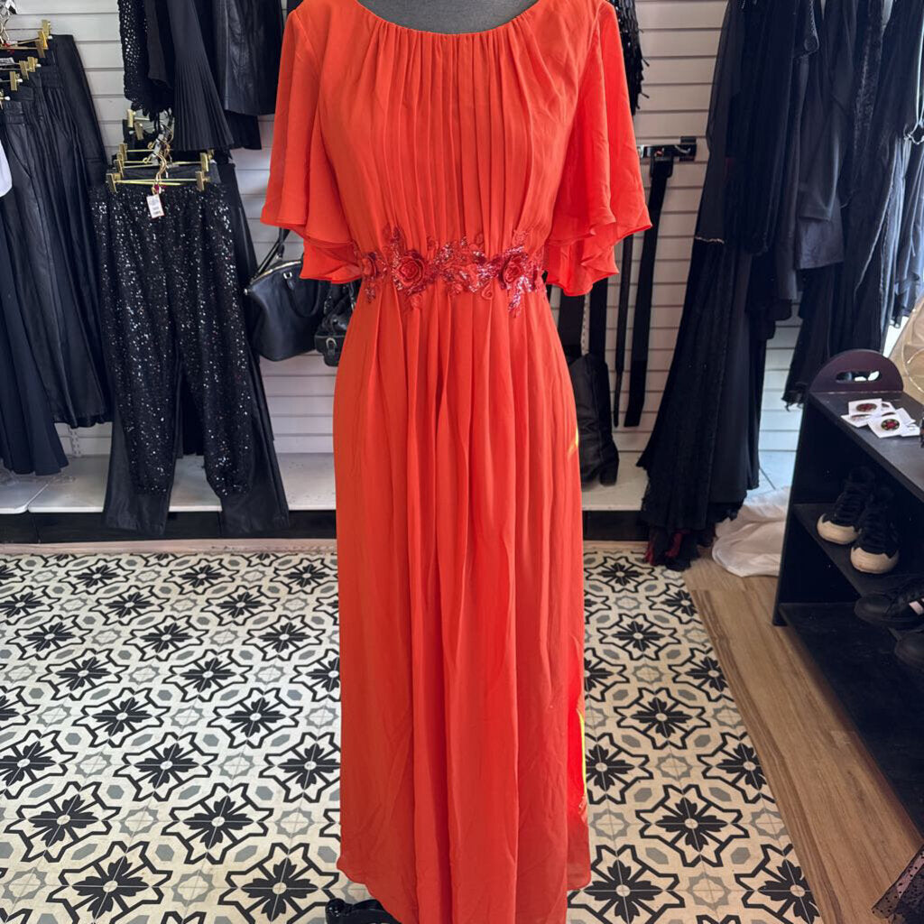 Burnt Orange Chiffon Short Sleeve XXL
