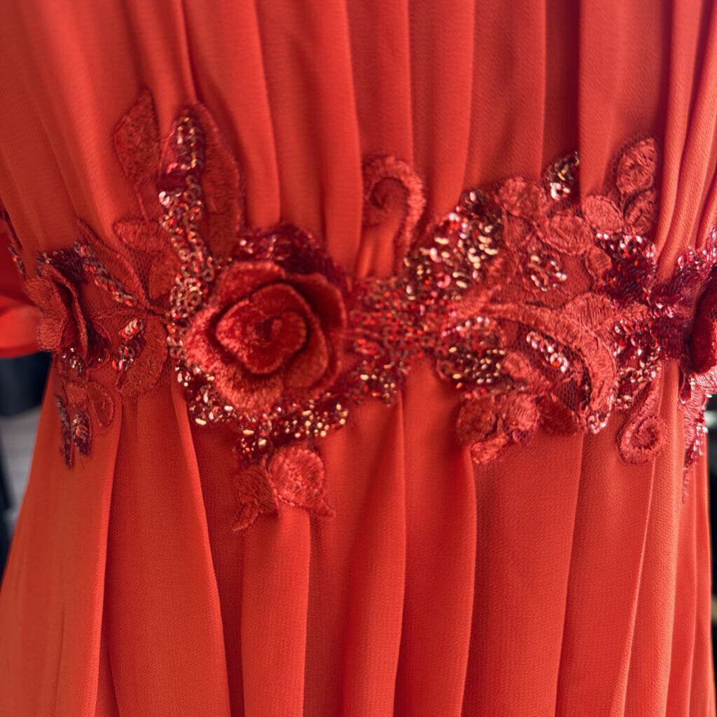 Burnt Orange Chiffon Short Sleeve XXL