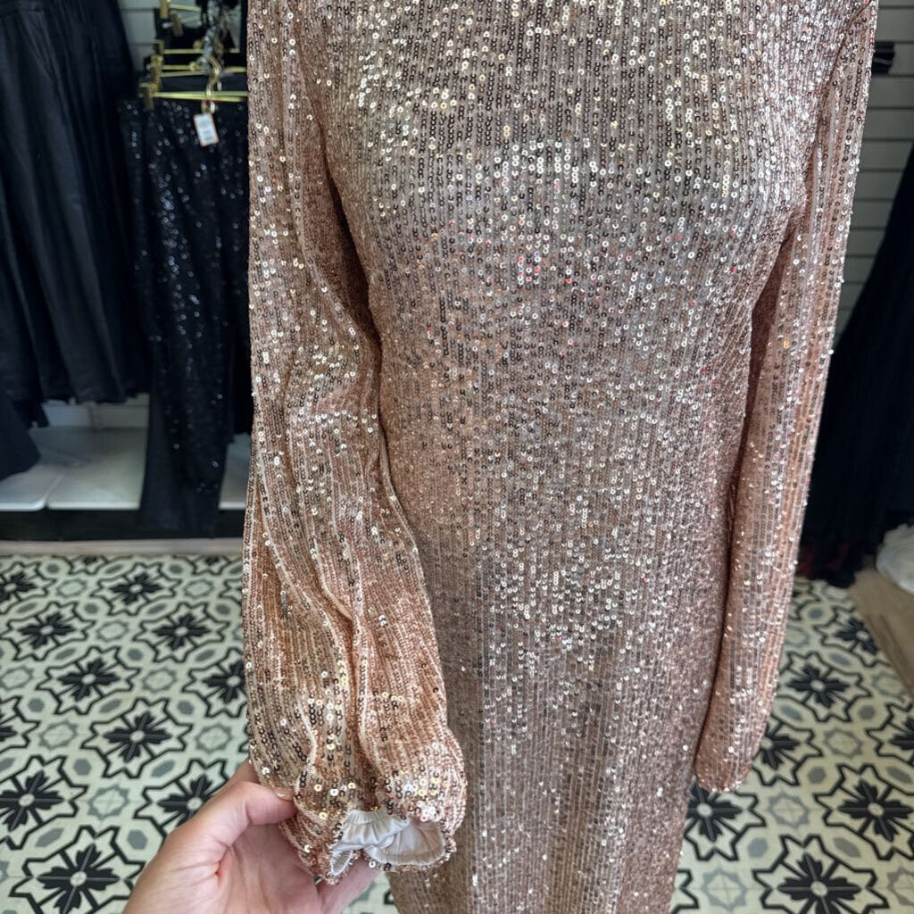 Preston and York Rose Gold Sequin Short Formal with Sleeves 10