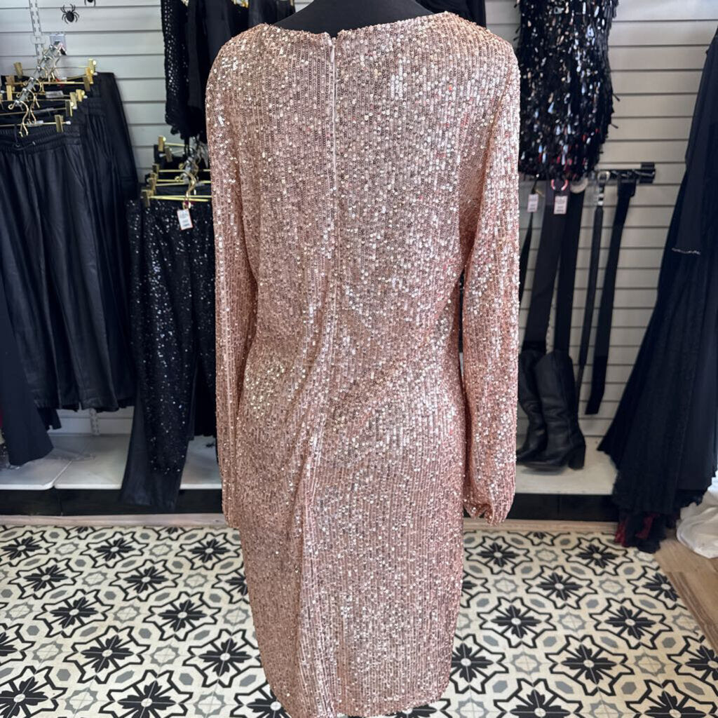 Preston and York Rose Gold Sequin Short Formal with Sleeves 10