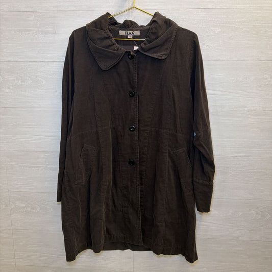 Flax Grey Charcoal Button-Front Longline Jacket Small