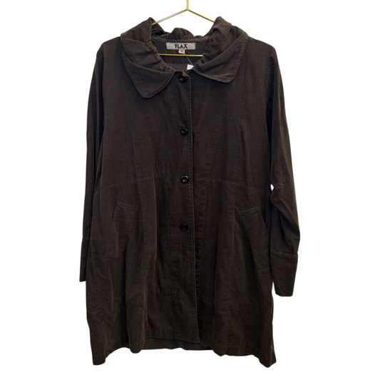 Flax Grey Charcoal Button-Front Longline Jacket Small