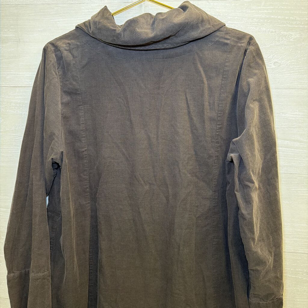 Flax Grey Charcoal Button-Front Longline Jacket Small