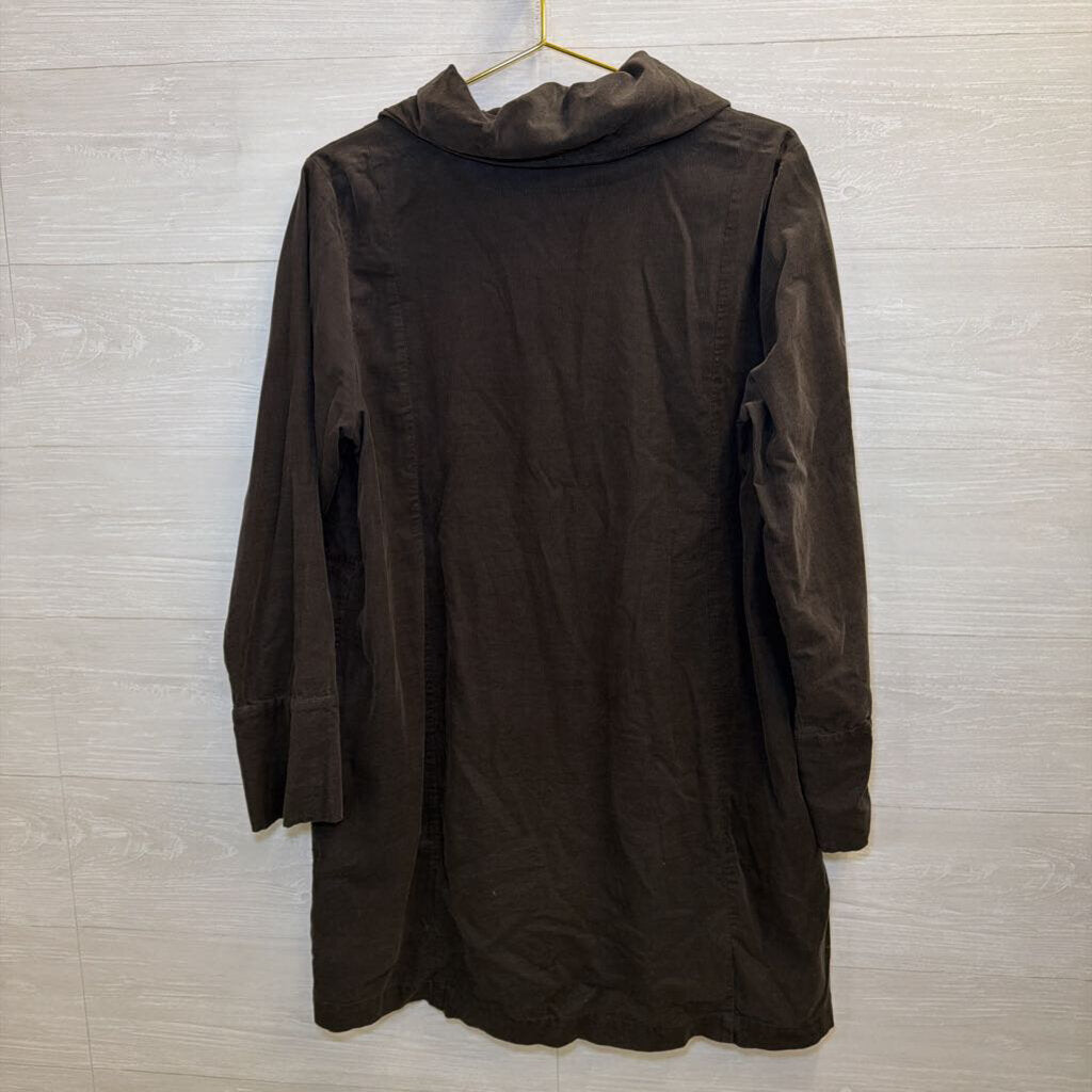 Flax Grey Charcoal Button-Front Longline Jacket Small