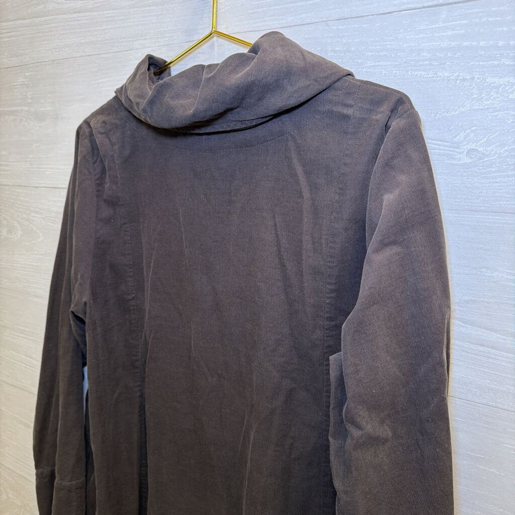 Flax Grey Charcoal Button-Front Longline Jacket Small