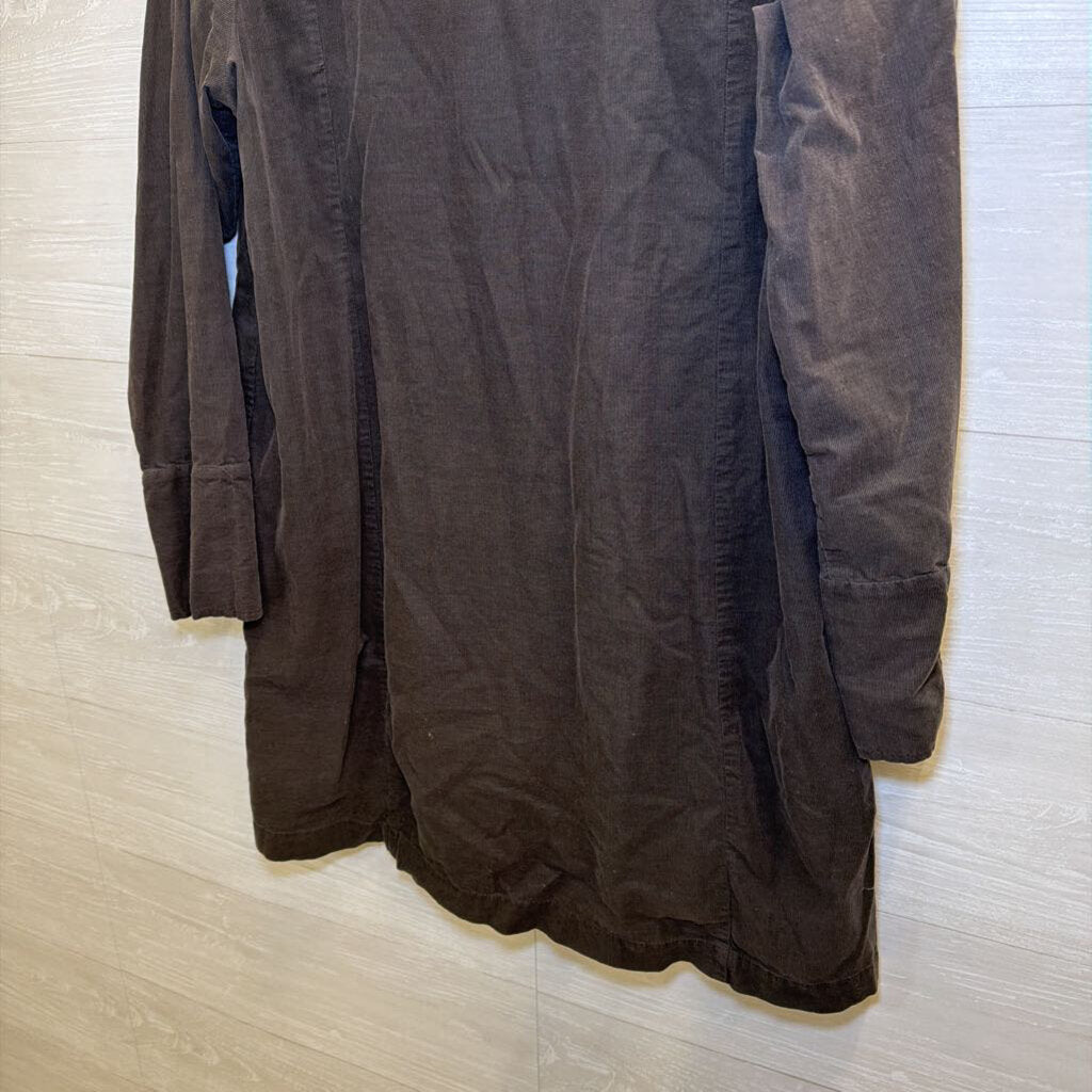 Flax Grey Charcoal Button-Front Longline Jacket Small