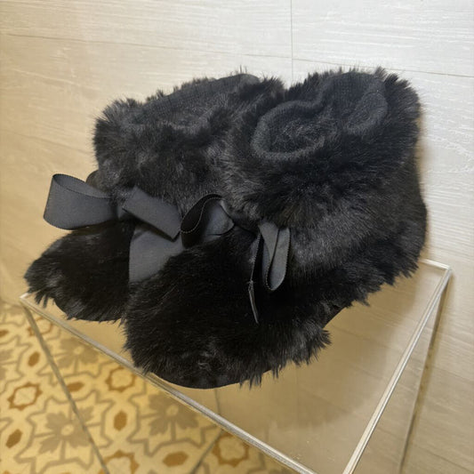 Fuzzy Black Slippers 8.0