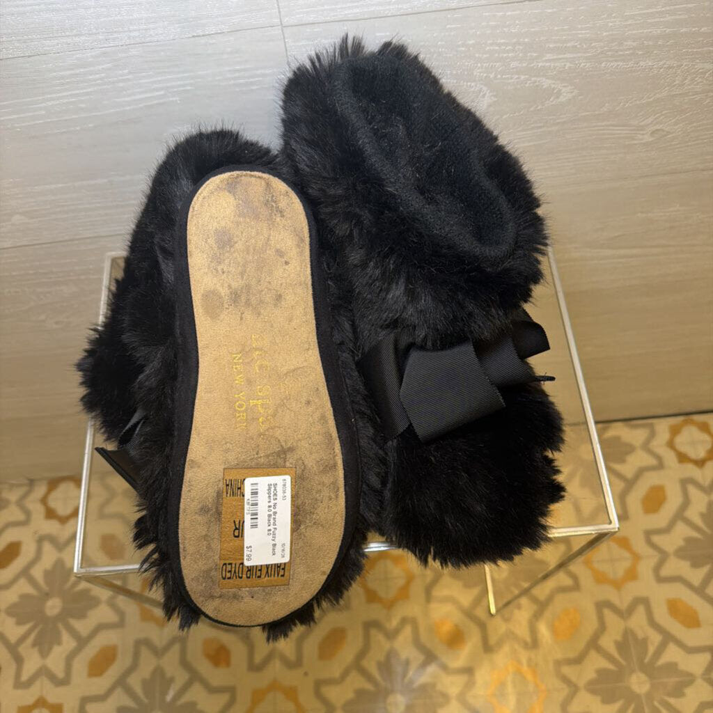 Fuzzy Black Slippers 8.0