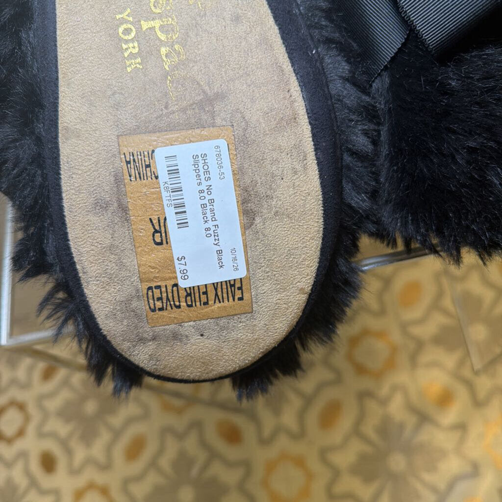 Fuzzy Black Slippers 8.0