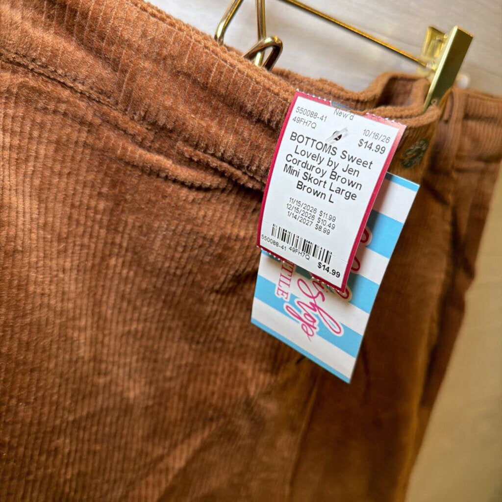 Corduroy Brown Mini Skort Large