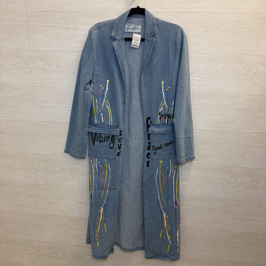Spoon Jeans Paint-Splattered Denim Duster Small