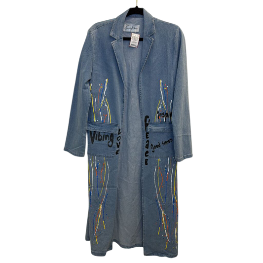 Spoon Jeans Paint-Splattered Denim Duster Small