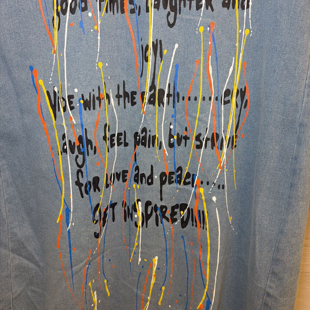 Spoon Jeans Paint-Splattered Denim Duster Small
