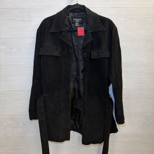Vintage Black Suede-Finish Leather Jacket 1X