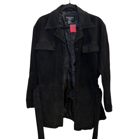 Vintage Black Suede-Finish Leather Jacket 1X