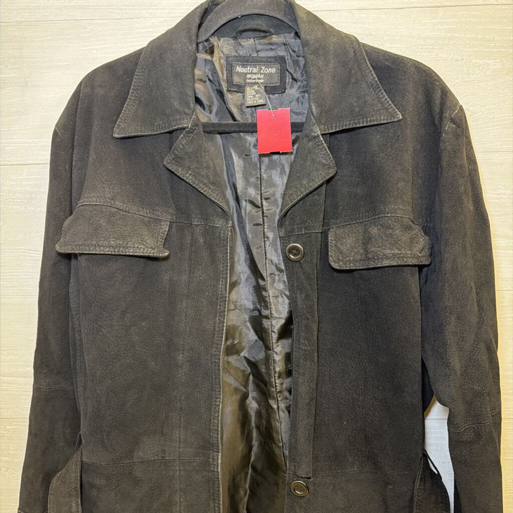 Vintage Black Suede-Finish Leather Jacket 1X