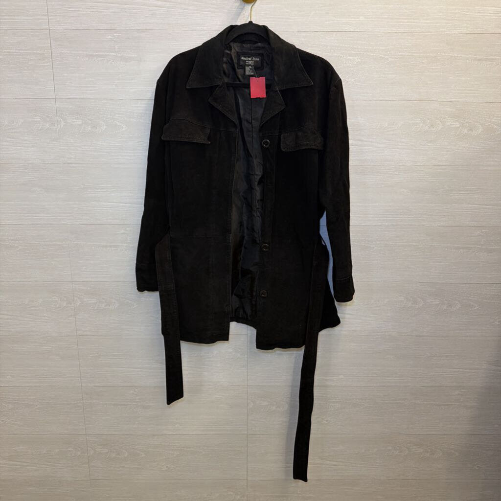 Vintage Black Suede-Finish Leather Jacket 1X