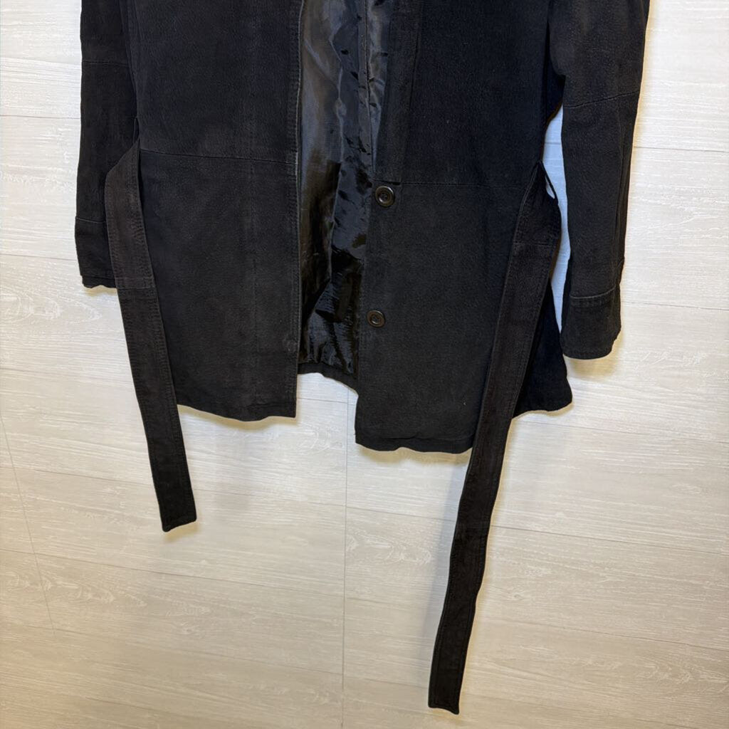 Vintage Black Suede-Finish Leather Jacket 1X