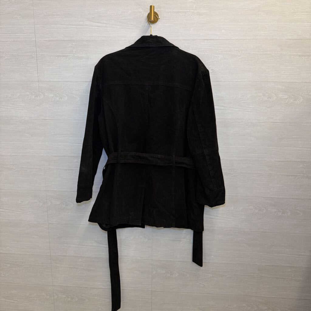Vintage Black Suede-Finish Leather Jacket 1X