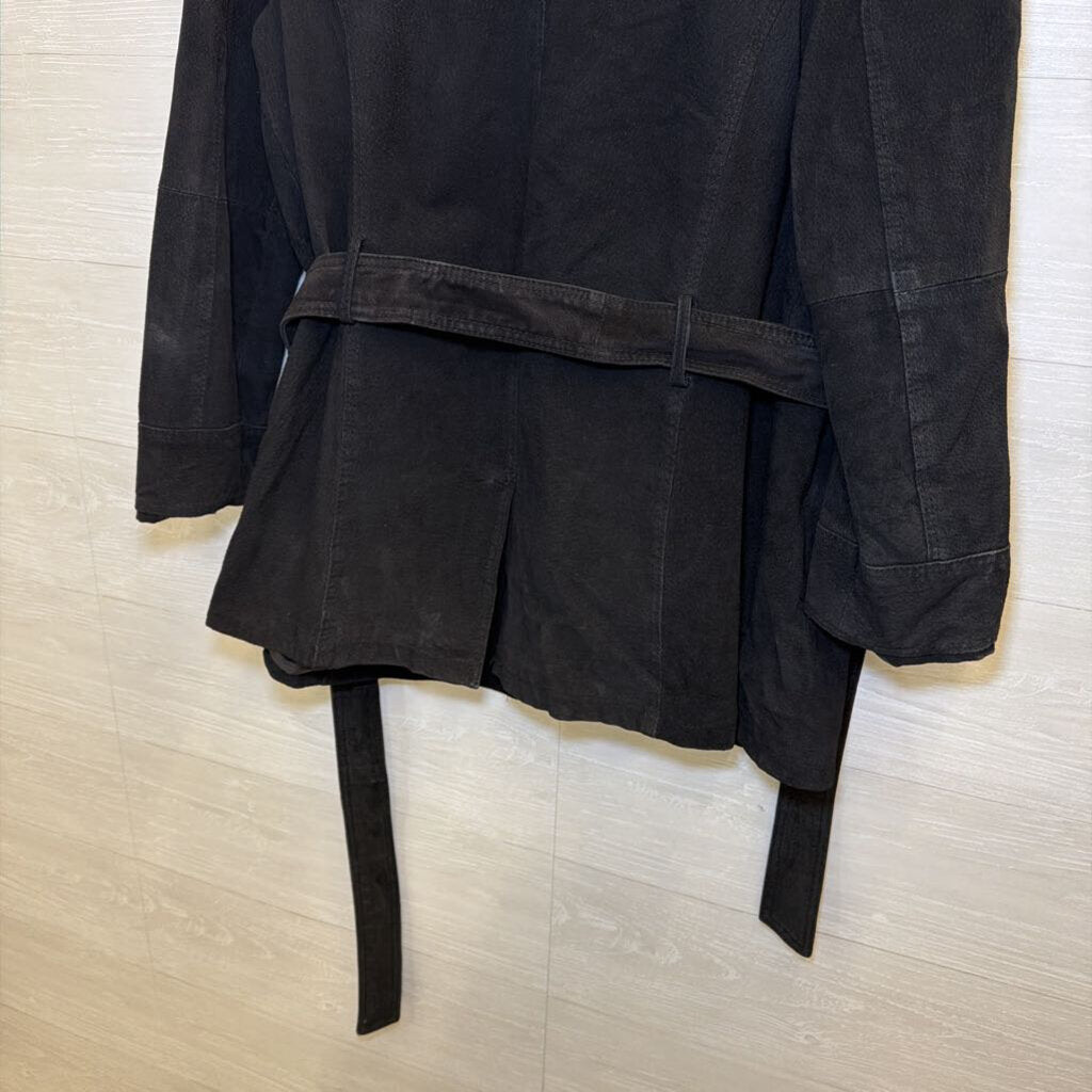 Vintage Black Suede-Finish Leather Jacket 1X