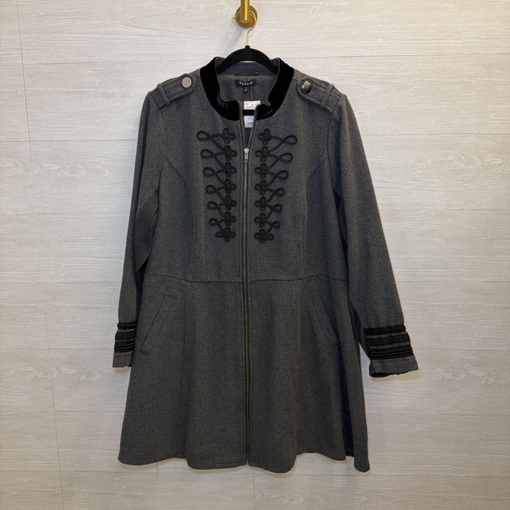 Torrid Grey Military Inspired Zip Front Coat 3
