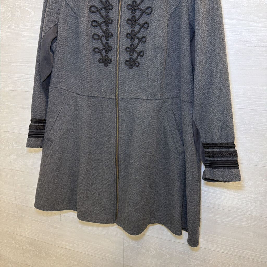 Torrid Grey Military Inspired Zip Front Coat 3