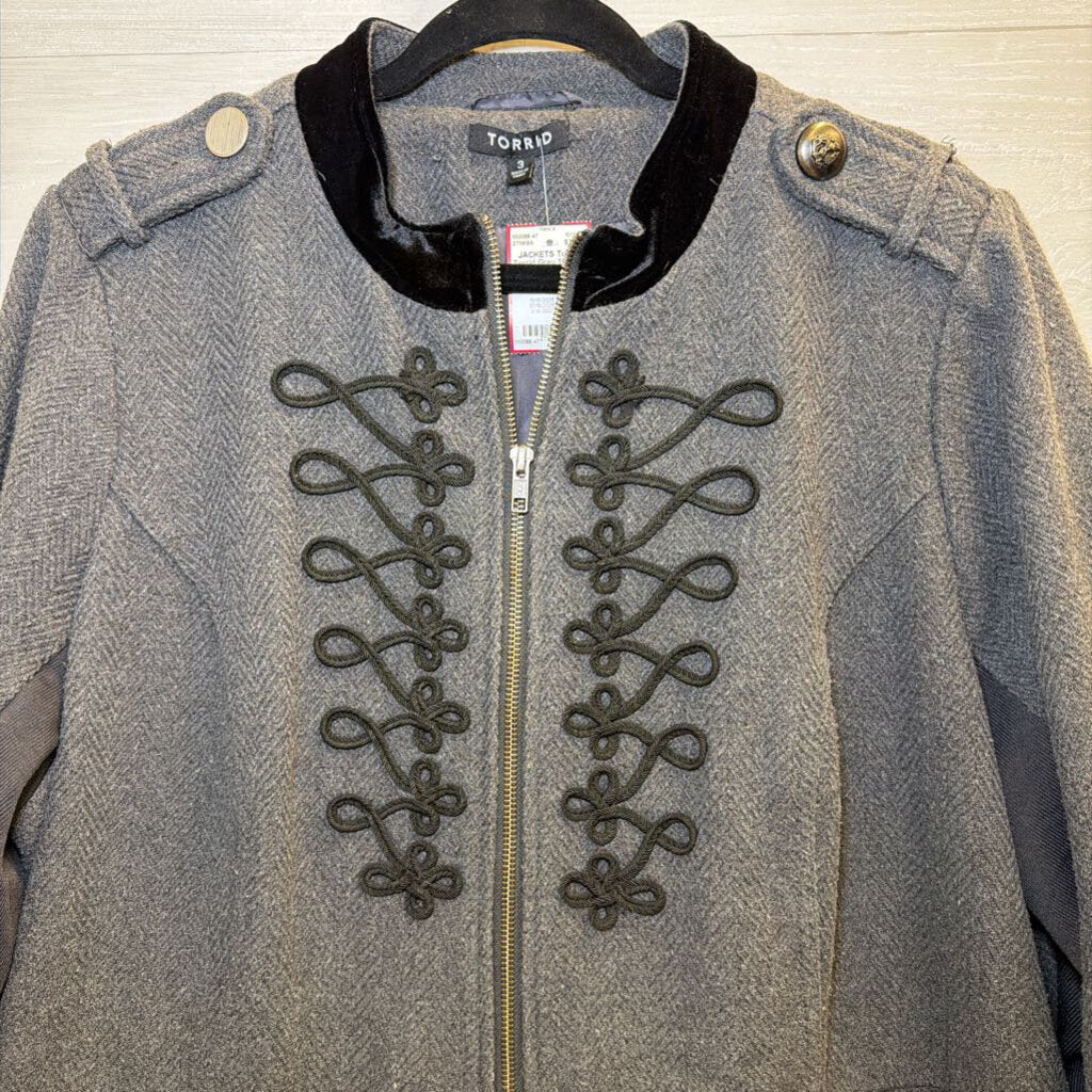 Torrid Grey Military Inspired Zip Front Coat 3