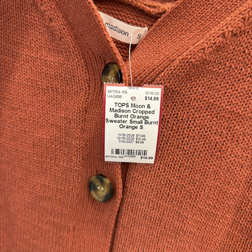 Cropped Burnt Orange Sweater Small