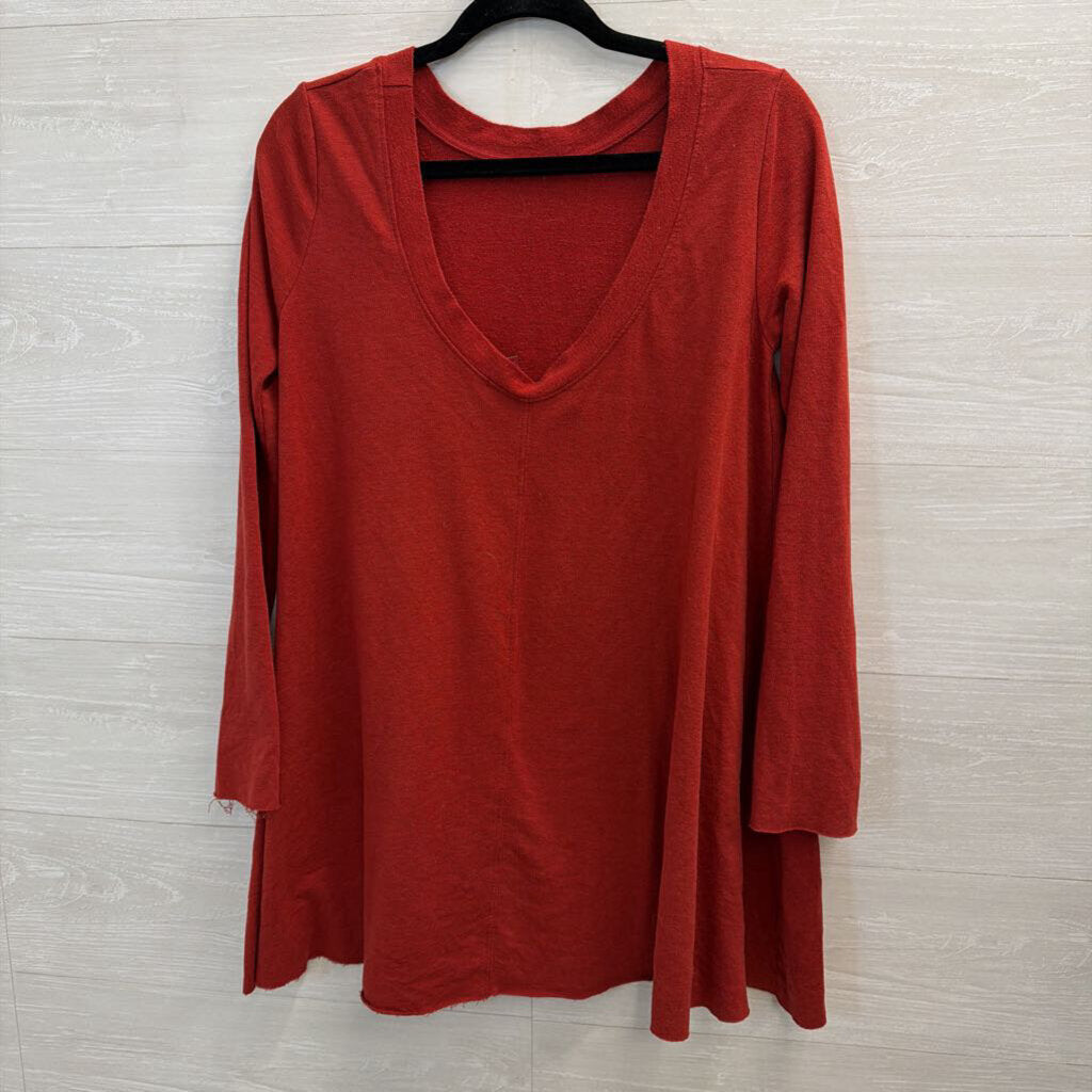 FP Beach Red Long Sleeve Tunic Top Extra Small/Small