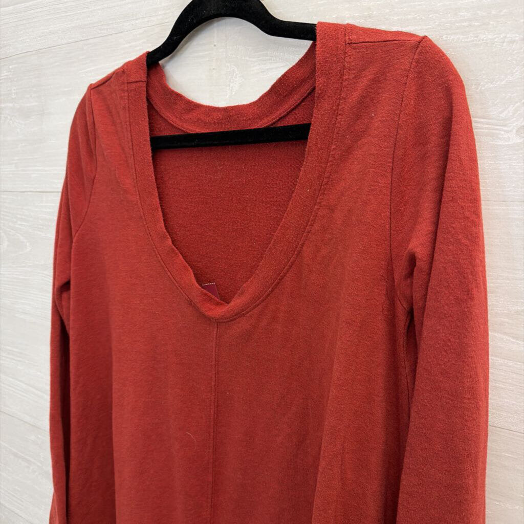 FP Beach Red Long Sleeve Tunic Top Extra Small/Small