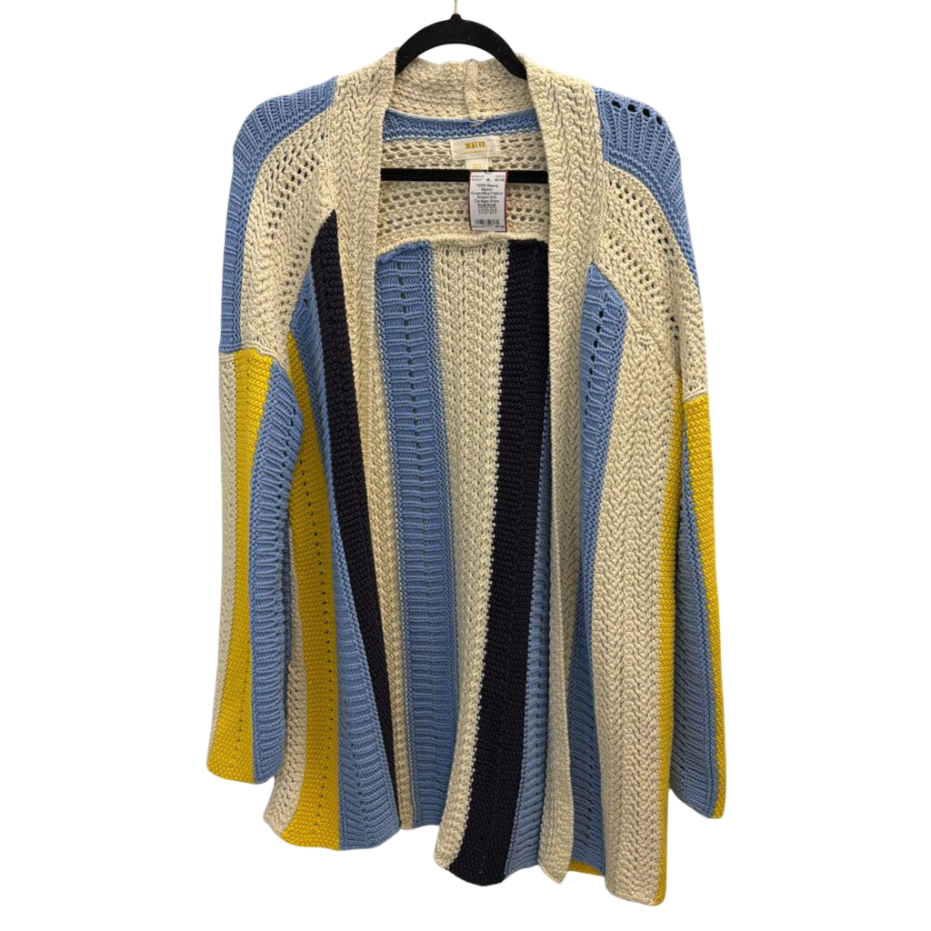 Maeve Cream/Blue/Yellow Striped Knit Cardigan Extra Small/Small