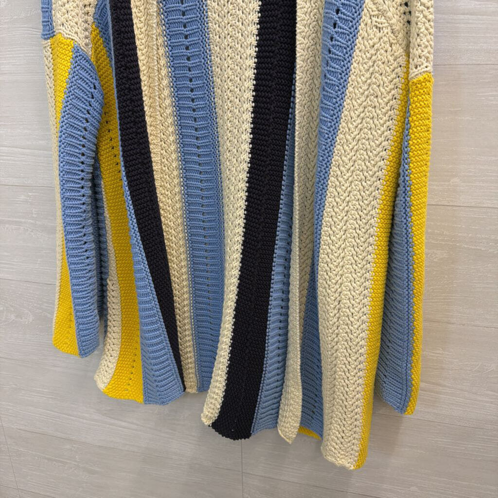 Maeve Cream/Blue/Yellow Striped Knit Cardigan Extra Small/Small