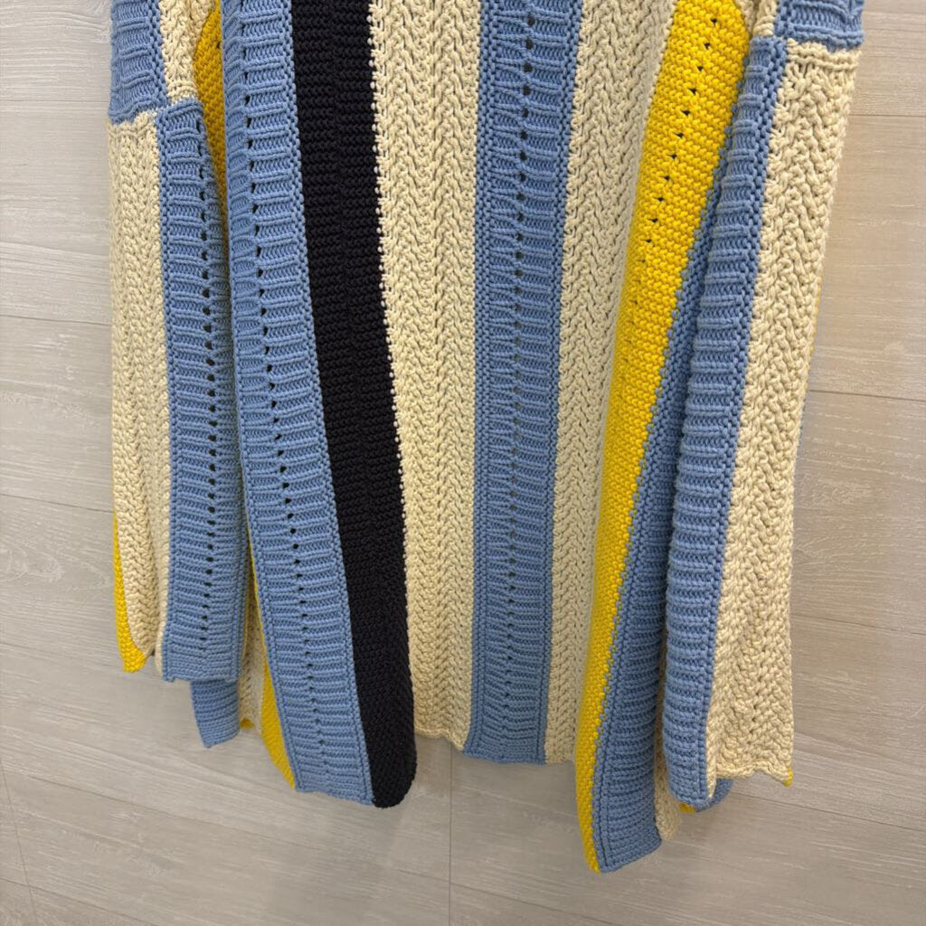 Maeve Cream/Blue/Yellow Striped Knit Cardigan Extra Small/Small