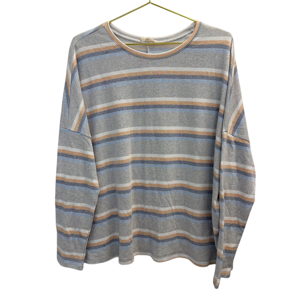Grey/Yellow Striped Long Sleeve Large