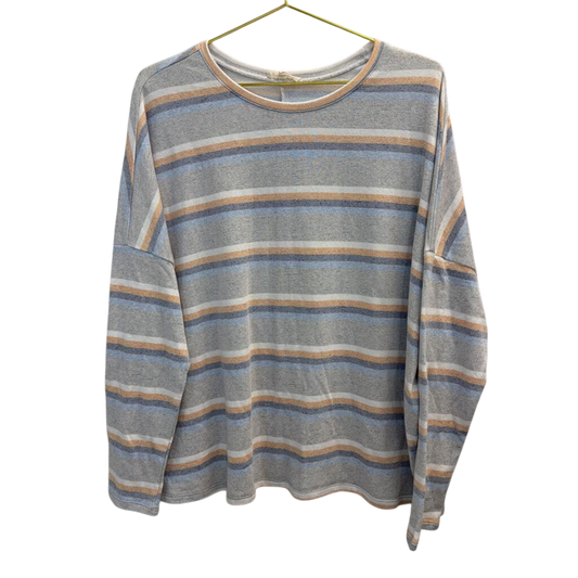 Grey/Yellow Striped Long Sleeve Large