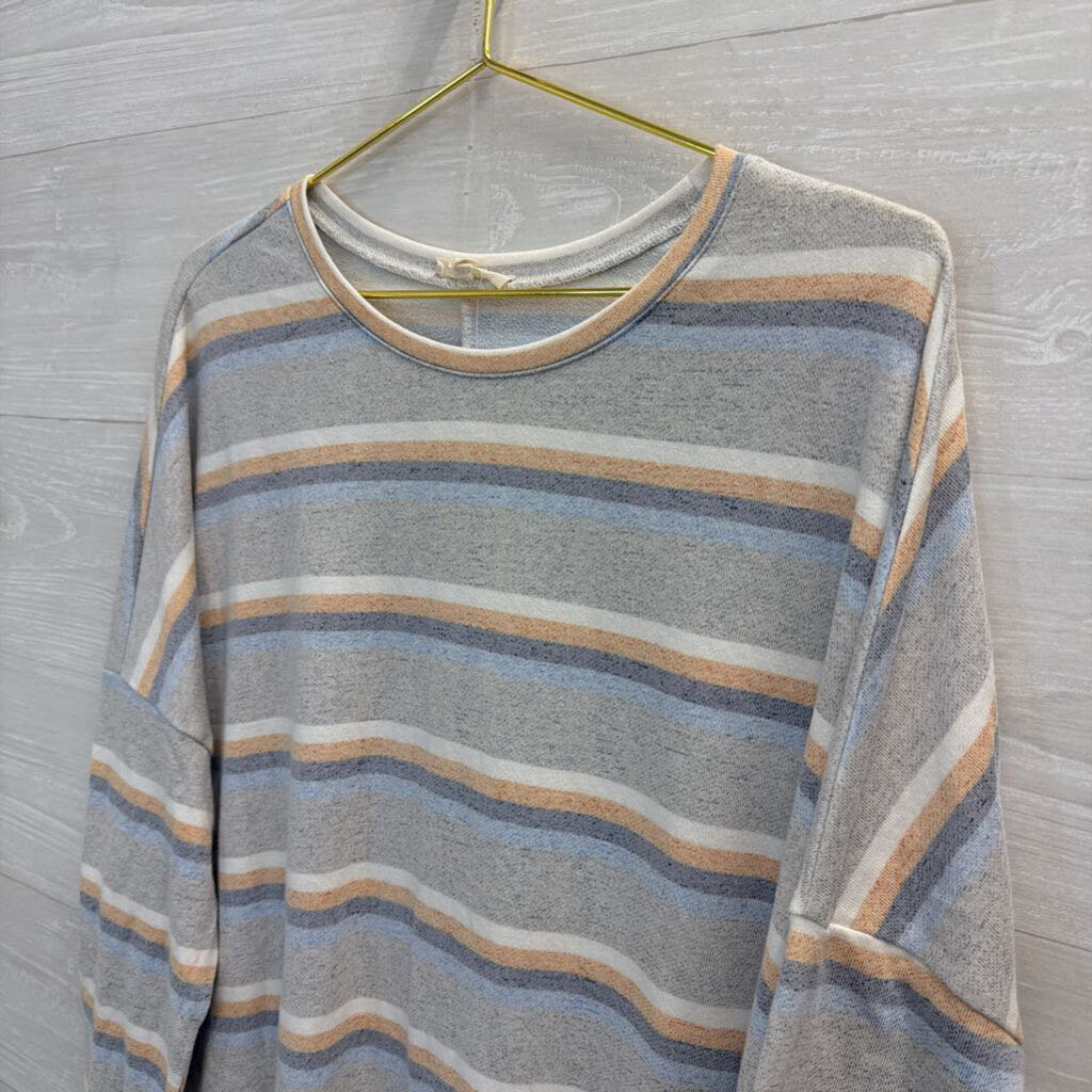 Grey/Yellow Striped Long Sleeve Large