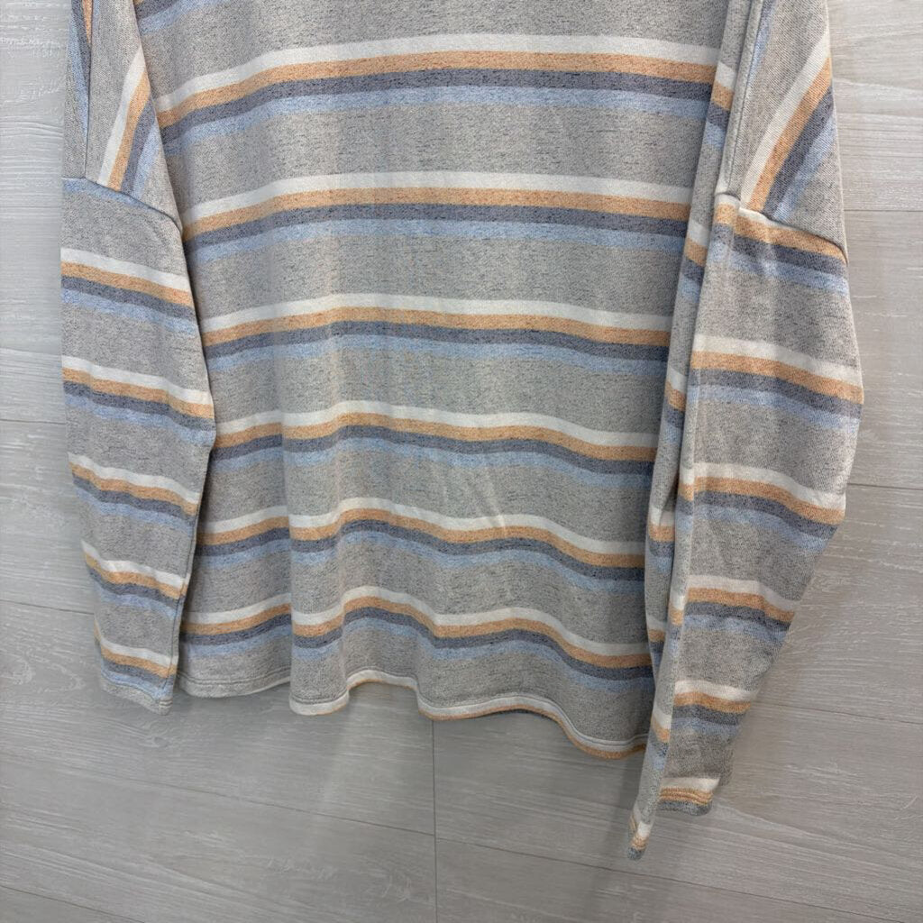 Grey/Yellow Striped Long Sleeve Large