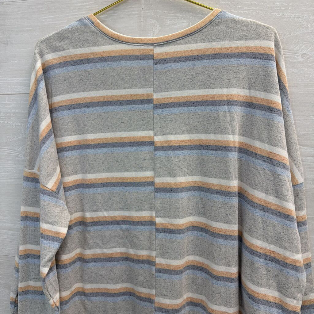 Grey/Yellow Striped Long Sleeve Large