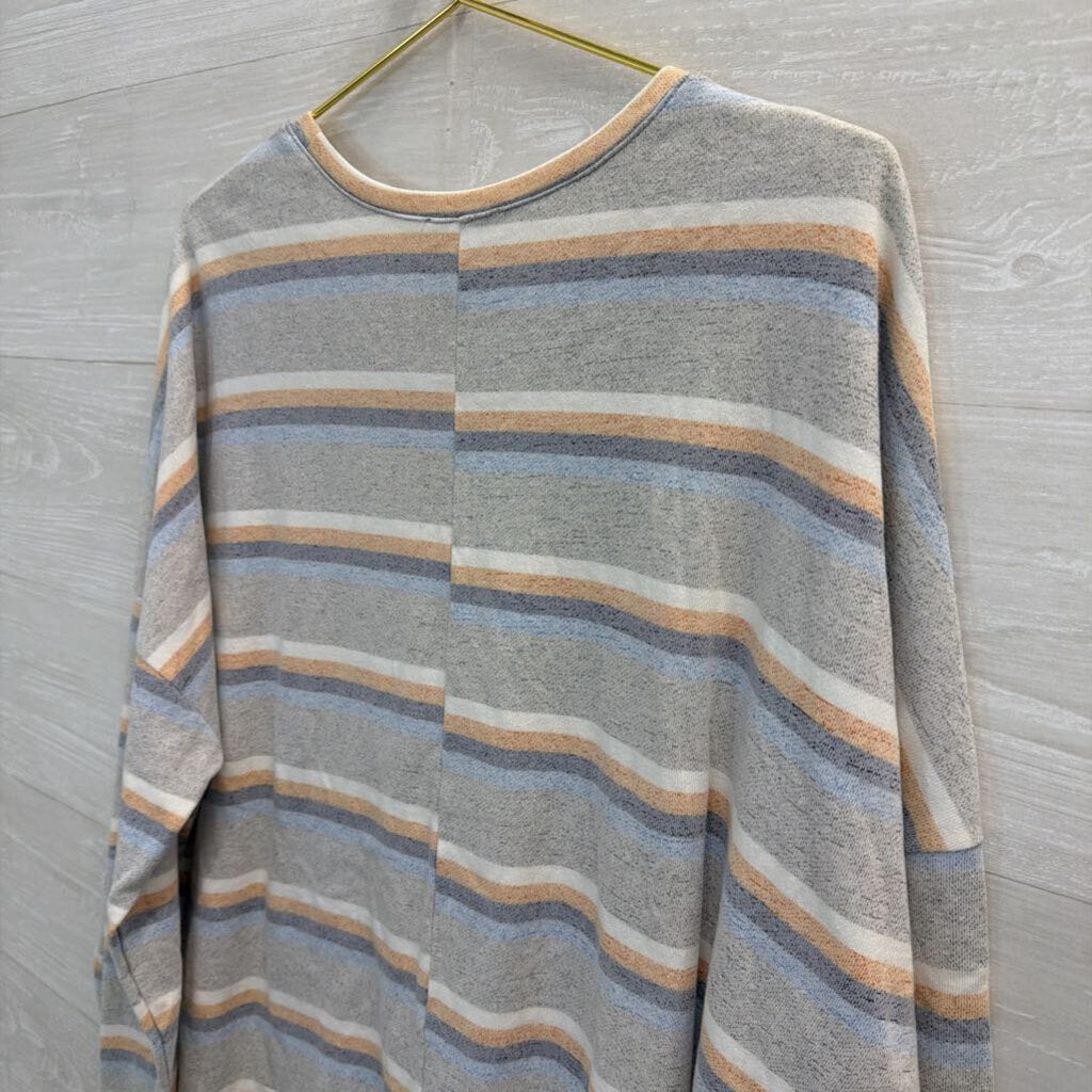 Grey/Yellow Striped Long Sleeve Large