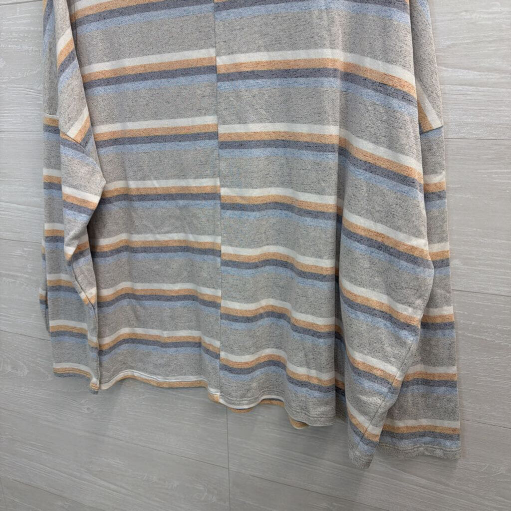 Grey/Yellow Striped Long Sleeve Large
