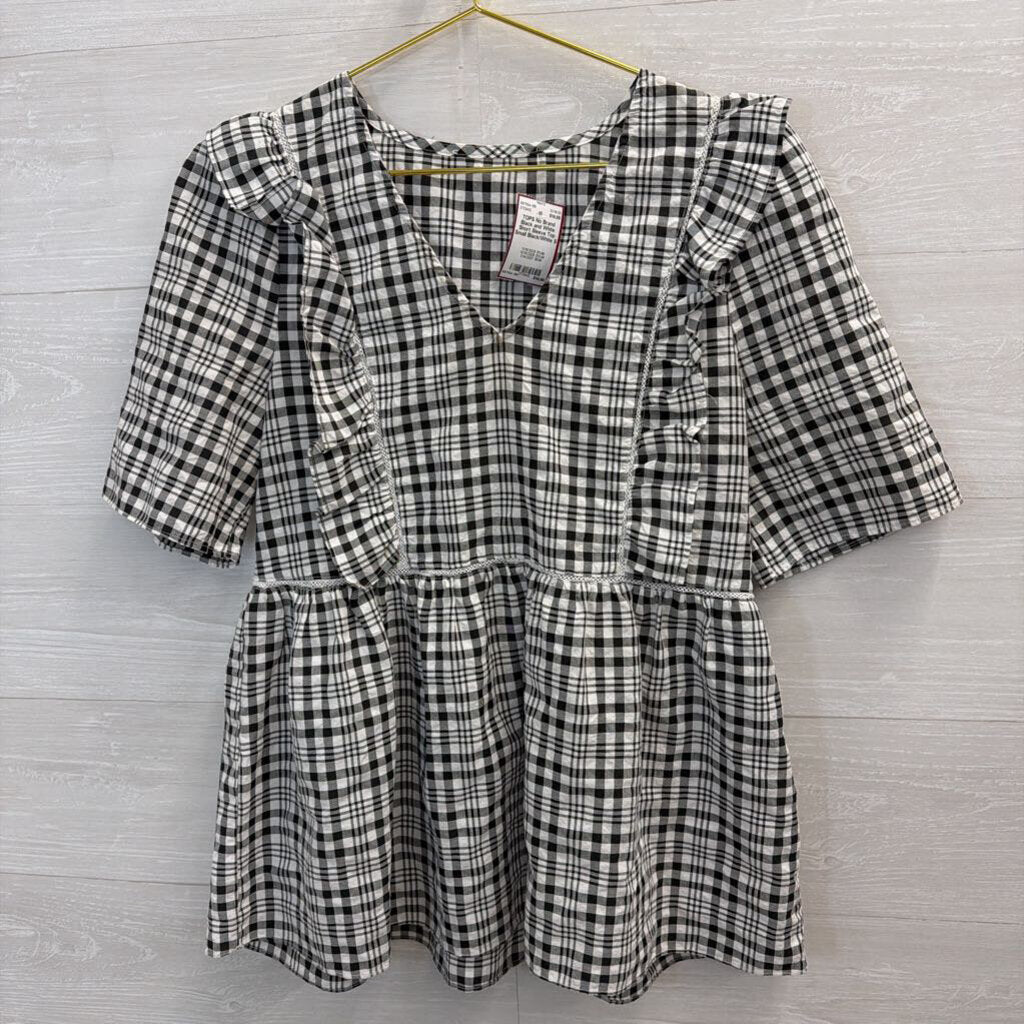 Black and White Short Sleeve Top Small