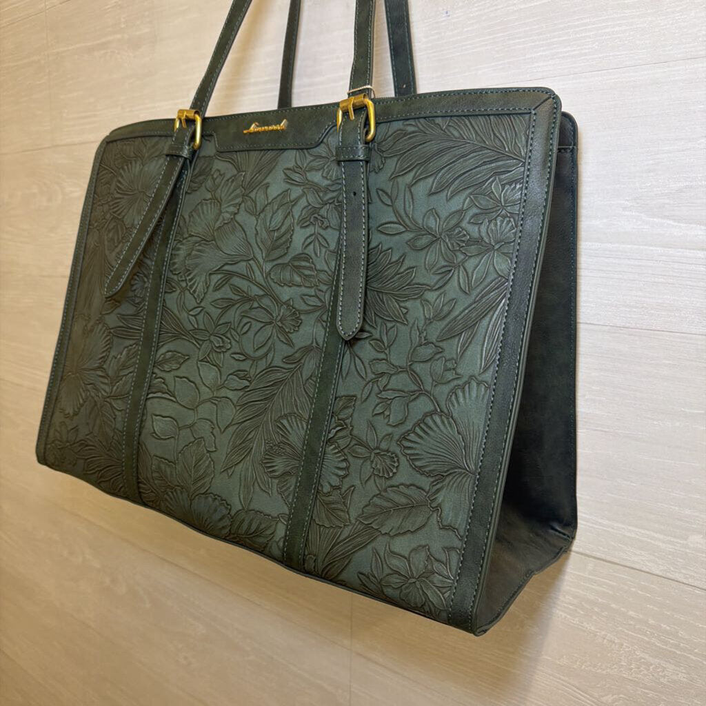 Lovevook Forest Green Embroidered Laptop Tote