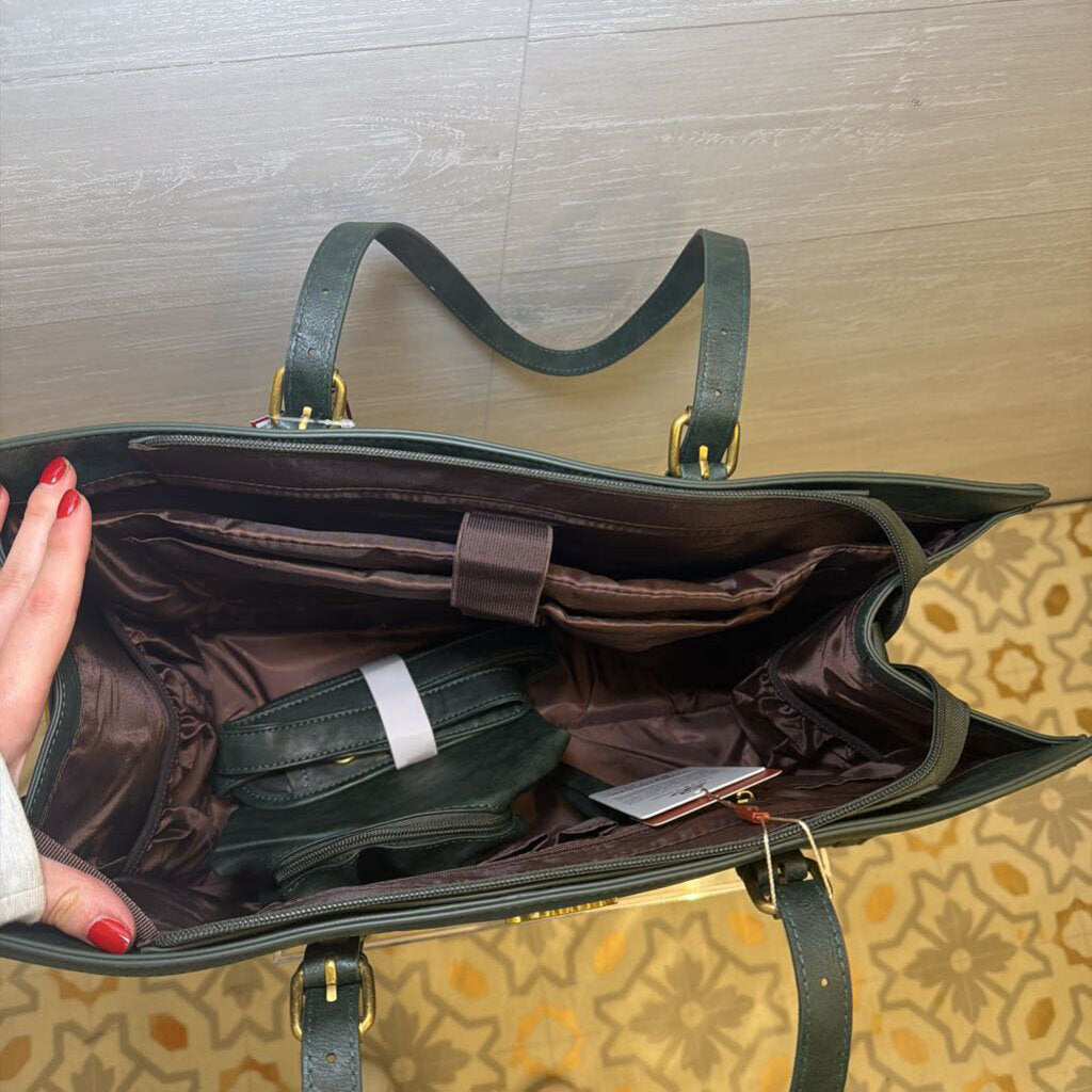 Lovevook Forest Green Embroidered Laptop Tote