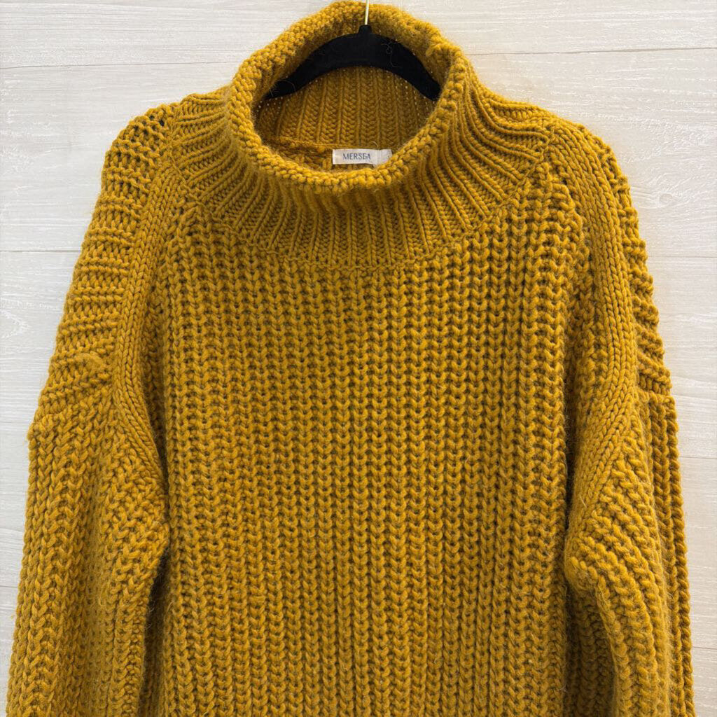 Mustard Yellow Chunky Knit Sweater Large