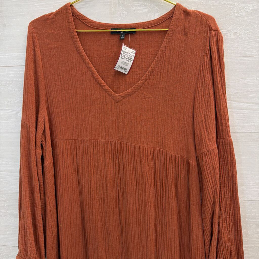 Burnt Orange Long Sleeve Maxi Dress Medium