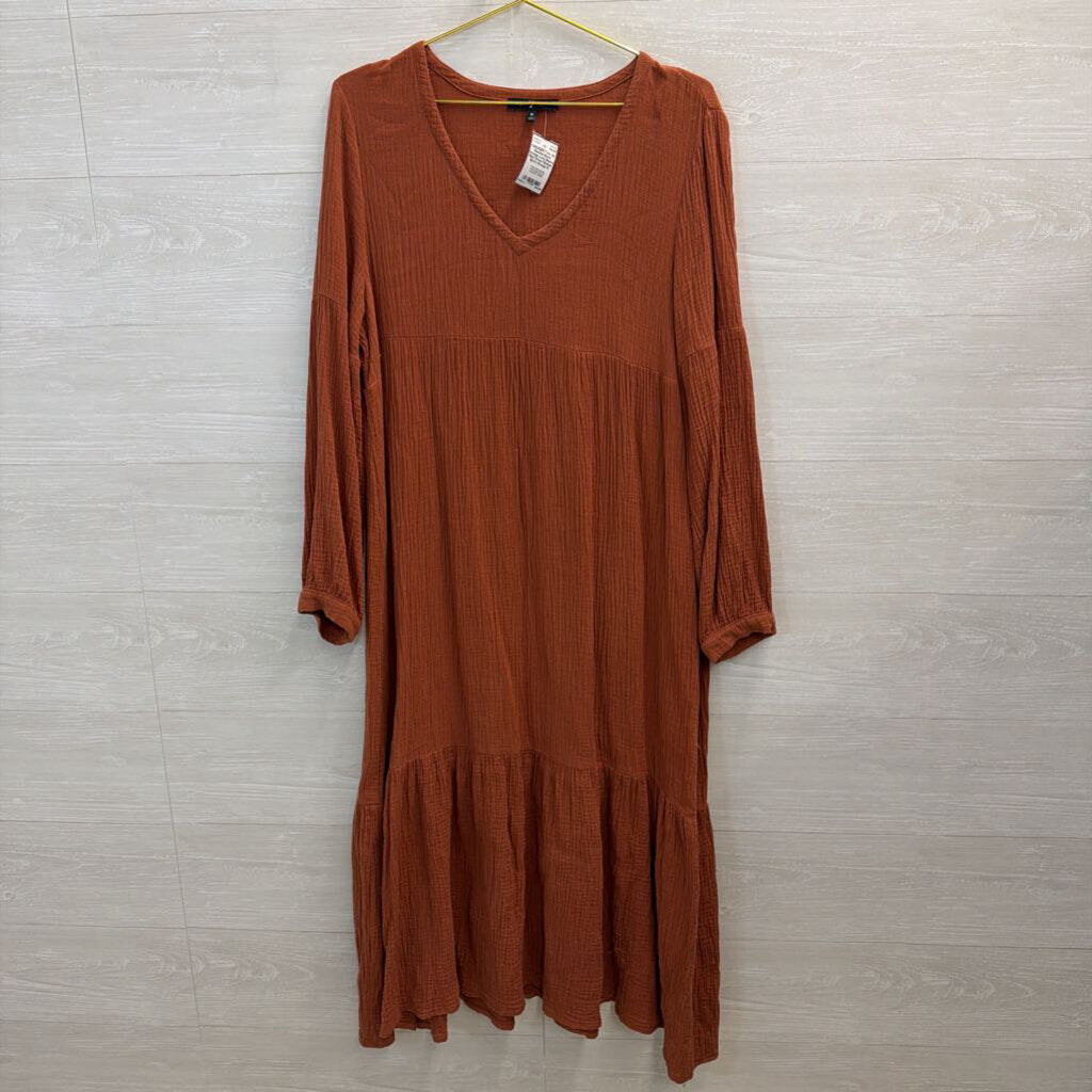 Burnt Orange Long Sleeve Maxi Dress Medium